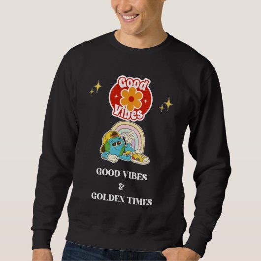 Retro Gute Vibes Erde Charakter Sweatshirt (Vorderseite)
