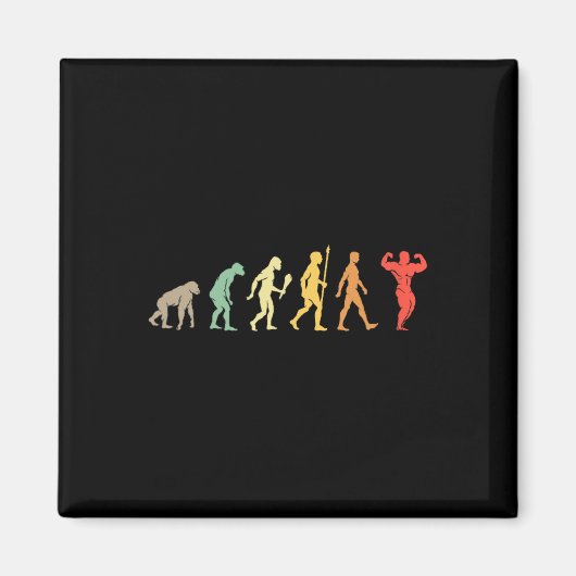 Retro Gym Motivation Gift Idea Funny Bodybuilding  Magnet (Vorne)