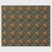 Retro Hahn Boho Chic Landhuhn  Geschenkpapier (Flach)