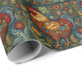Retro Hahn Boho Chic Landhuhn  Geschenkpapier (Rolleneckpunkt)