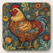 Retro Hahn Boho Chic Landhuhn Getränkeuntersetzer (Vorderseite)