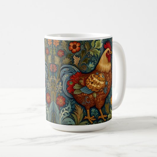 Retro-Hahn boho schicke Hähnchen Kaffeetasse (VorderseiteRechts)
