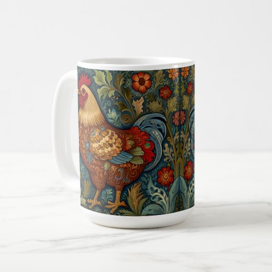 Retro-Hahn boho schicke Hähnchen Kaffeetasse (Vorderseite Links)