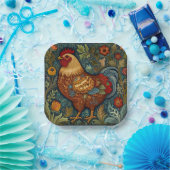 Retro-Hahn boho schicke Hähnchen Pappteller (Party)