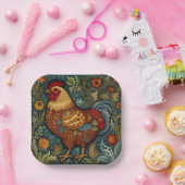 Retro-Hahn boho schicke Hähnchen Pappteller (Party)