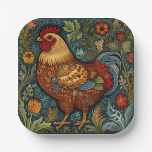 Retro-Hahn boho schicke Hähnchen Pappteller