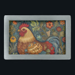 Retro-Hahn boho schicke Hähnchen Rechteckige Gürtelschnalle<br><div class="desc">Retro-Hahn boho schicke Hähnchen</div>
