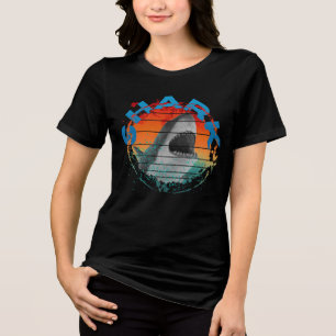 Retro-Hai-Angler-Anglergeschenk Tri-Blend Shirt