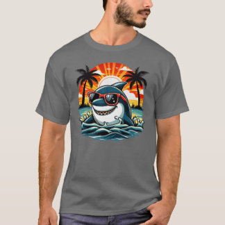 Retro-Hai mit Sonnenbrille 70er 80er 90er Cool Oce T-Shirt