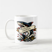 Retro-Hai-Tattoo Nautical Kaffeetasse (Links)