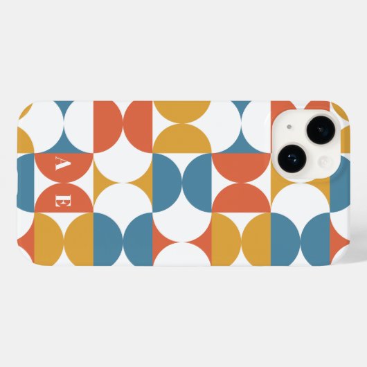 Retro Halbkreis Jakobsmuschel fett blau-orange gel Case-Mate iPhone Hülle (Rückseite (Horizontal))