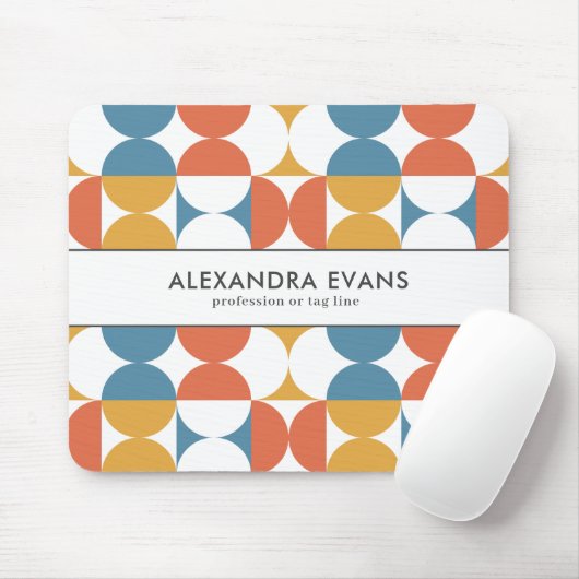 Retro Halbkreis Jakobsmuschel fett blau-orange gel Mousepad (Mit Mouse)