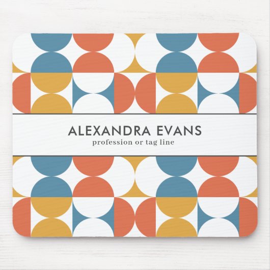 Retro Halbkreis Jakobsmuschel fett blau-orange gel Mousepad (Vorne)