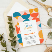 Retro Halbkreis Scallop Mitte Jahrhundert Bridal Einladung