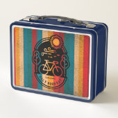 Retro Halbmond Bay Bike Trail Metall Brotdose (Rückseite)