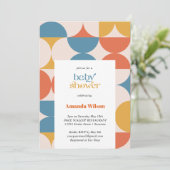 Retro Half Circle Scallop Mitte Jahrhundert Babydu Einladung (Stehend Vorderseite)