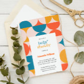 Retro Half Circle Scallop Mitte Jahrhundert Babydu Einladung