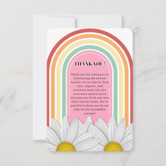 Retro Half Daisy Baby Dusche Dankeskarte (Vorderseite)