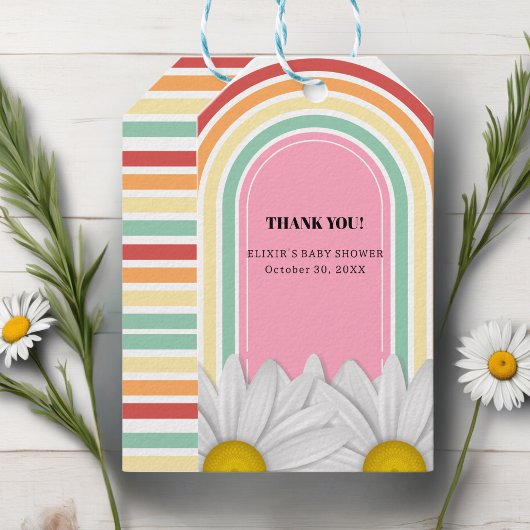 Retro Half Daisy Baby Dusche Geschenkanhänger