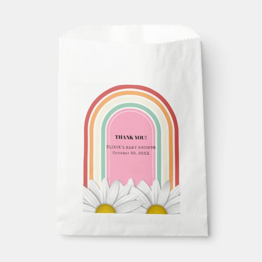 Retro Half Daisy Baby Dusche Geschenktütchen (Vorderseite)