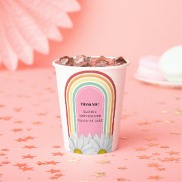 Retro Half Daisy Baby Dusche Pappbecher