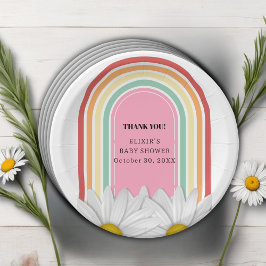 Retro Half Daisy Baby Dusche Pappteller