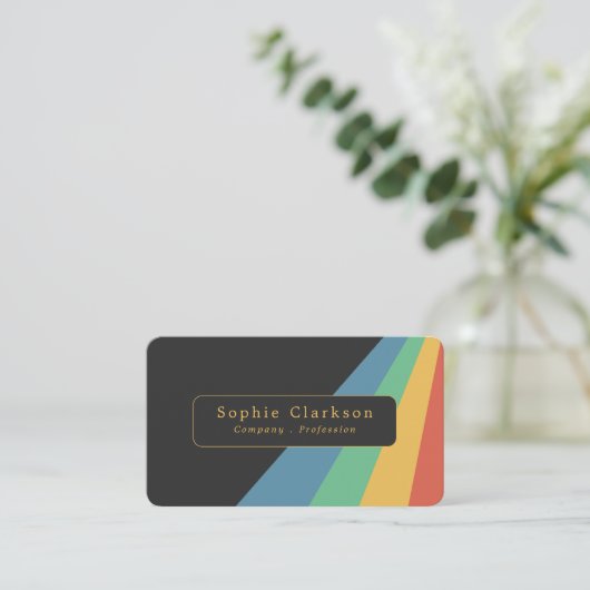 Retro Half Lines Visitenkarte (Stehend Vorderseite)