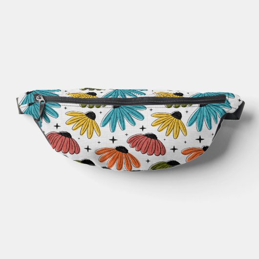 Retro Halftone Coneflowers Bauchtasche (Ablage )