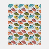 Retro Halftone Coneflowers Fleecedecke (Vorderseite)