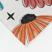 Retro Halftone Coneflowers Fleecedecke (Ecke)