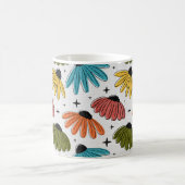 Retro Halftone Coneflowers Kaffeetasse (Mittel)