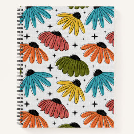 Retro Halftone Coneflowers Notizblock