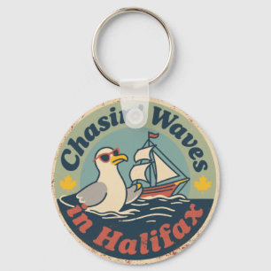 Retro Halifax Möwe Wellen Schlüsselanhänger