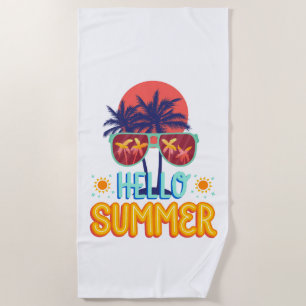 Retro Hallo Sommer Sonne & Sonnenbrille Strand Strandtuch