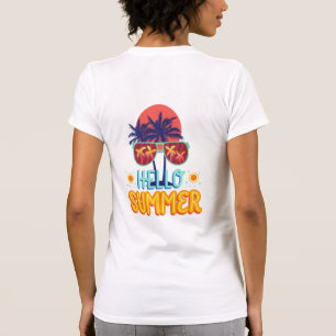 Retro Hallo Sommer Strand Vibes Palme Baum Rücken T-Shirt