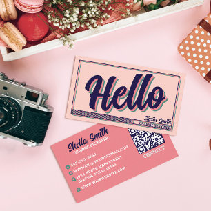 Retro-"Hallo"-Typografie, coole Farbpalette Visitenkarte