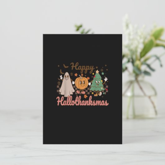 Retro Hallothanksmas Halloween Erntedank Christ Einladung (Stehend Vorderseite)