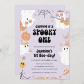 Retro Halloween 1. Geburtstag Einladung (Vorne/Hinten)
