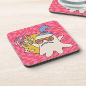 Retro Halloween Art Print Getränkeuntersetzer (Linke Seite)