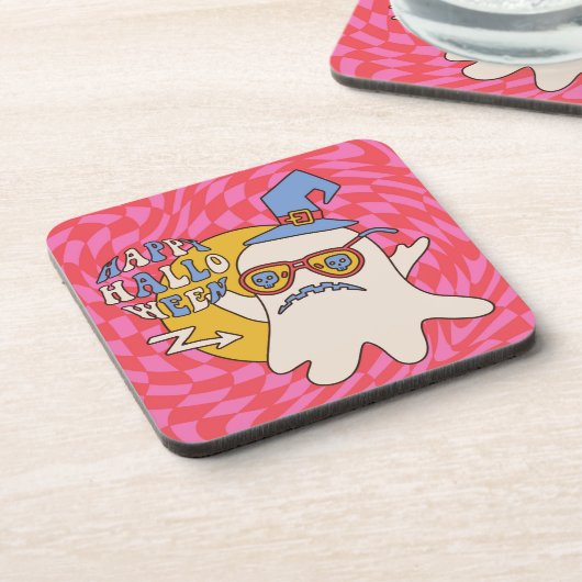 Retro Halloween Art Print Getränkeuntersetzer (Linke Seite)