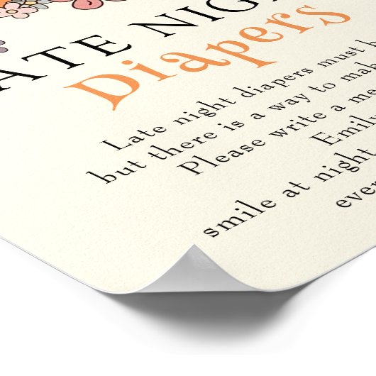 Retro Halloween Baby Dusche Spate Night Diapers Poster (Ecke)