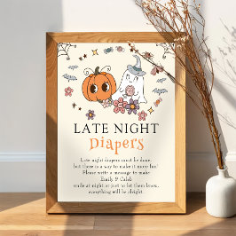 Retro Halloween Baby Dusche Spate Night Diapers Poster