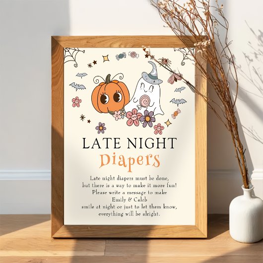 Retro Halloween Baby Dusche Spate Night Diapers Poster