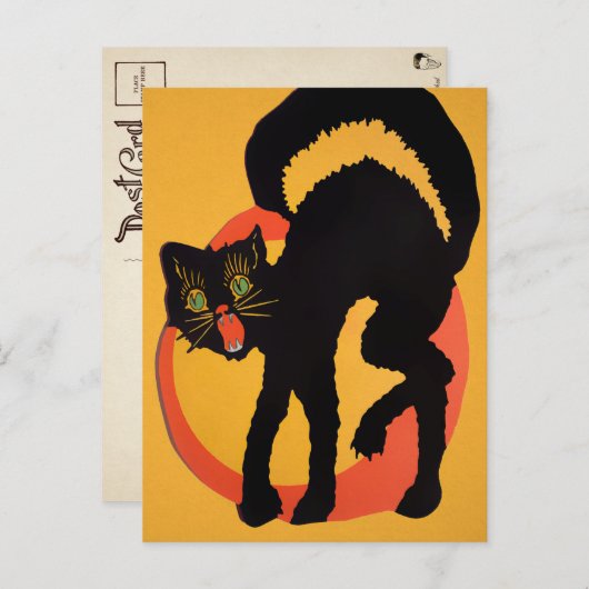 Retro Halloween Black Cat Postcard Postkarte (Vorne/Hinten)
