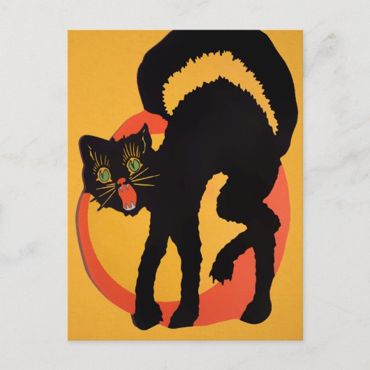 Retro Halloween Black Cat Postcard Postkarte (Vorderseite)