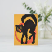 Retro Halloween Black Cat Postcard Postkarte (Stehend Vorderseite)