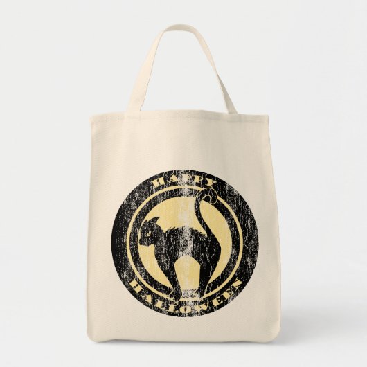 Retro Halloween Black Cat Tragetasche (Vorne)