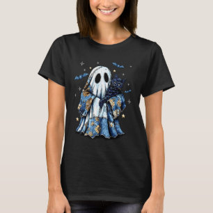 Retro Halloween Blaues Denim-Patchwork-Gespenst Sc T-Shirt