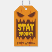 Retro Halloween Bleibe Spooky Orange Pumpkin Face Geschenkanhänger (Rückseite)