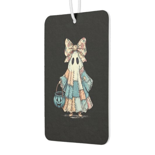 Retro Halloween Blue Denim Ghost Autolufterfrischer (Links)